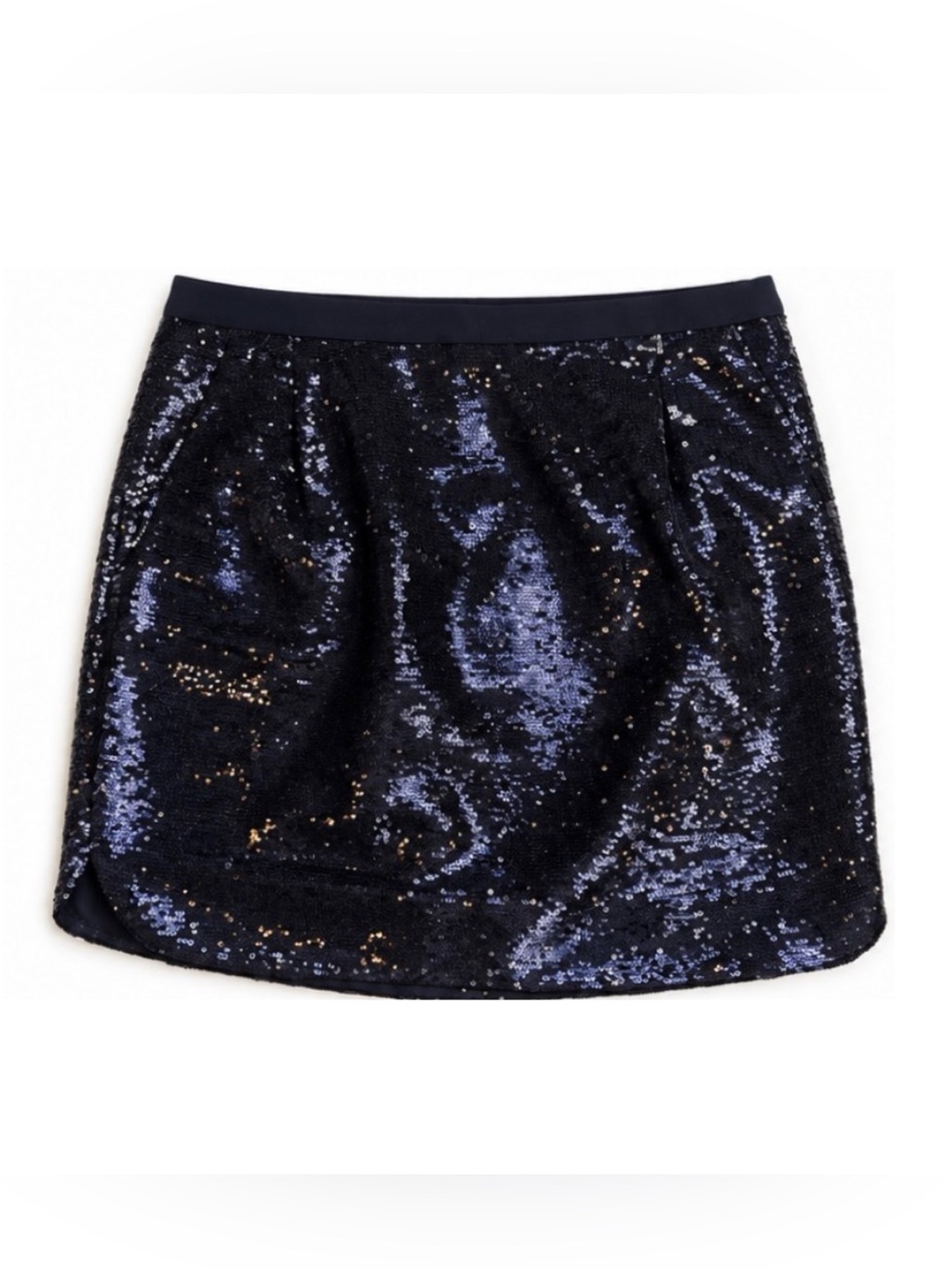 J.Crew Shirttail Sequin Mini Skirt Indigo Navy Party Holiday Size 2